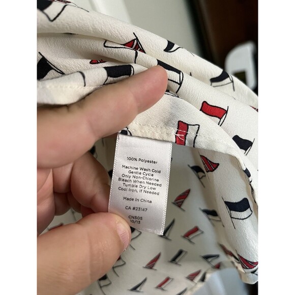 Talbots Button Up Blouse With Flags Women 10 - Picture 6 of 7